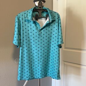 Tattoo Golf Aqua Patterned Polo Shirt